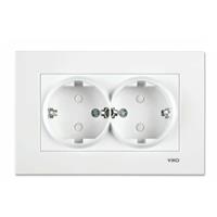 viko-kare-beyaz-ikili-toprakli-priz-cka---cerceveli-